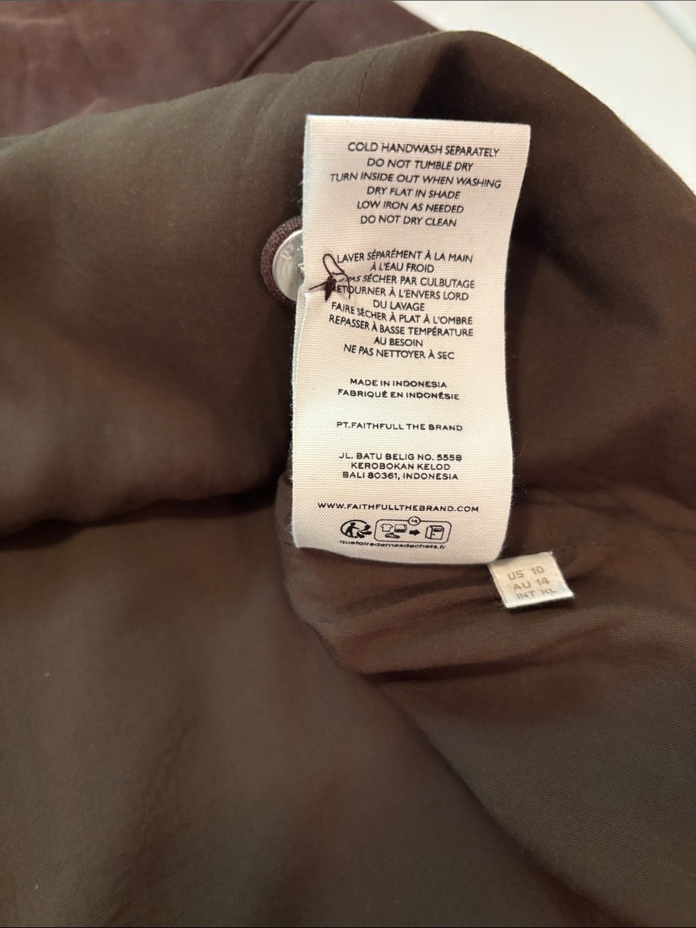 Faithfull Brown Linen Blend Dress with Buttons - size 10 - Picture 14 of 15